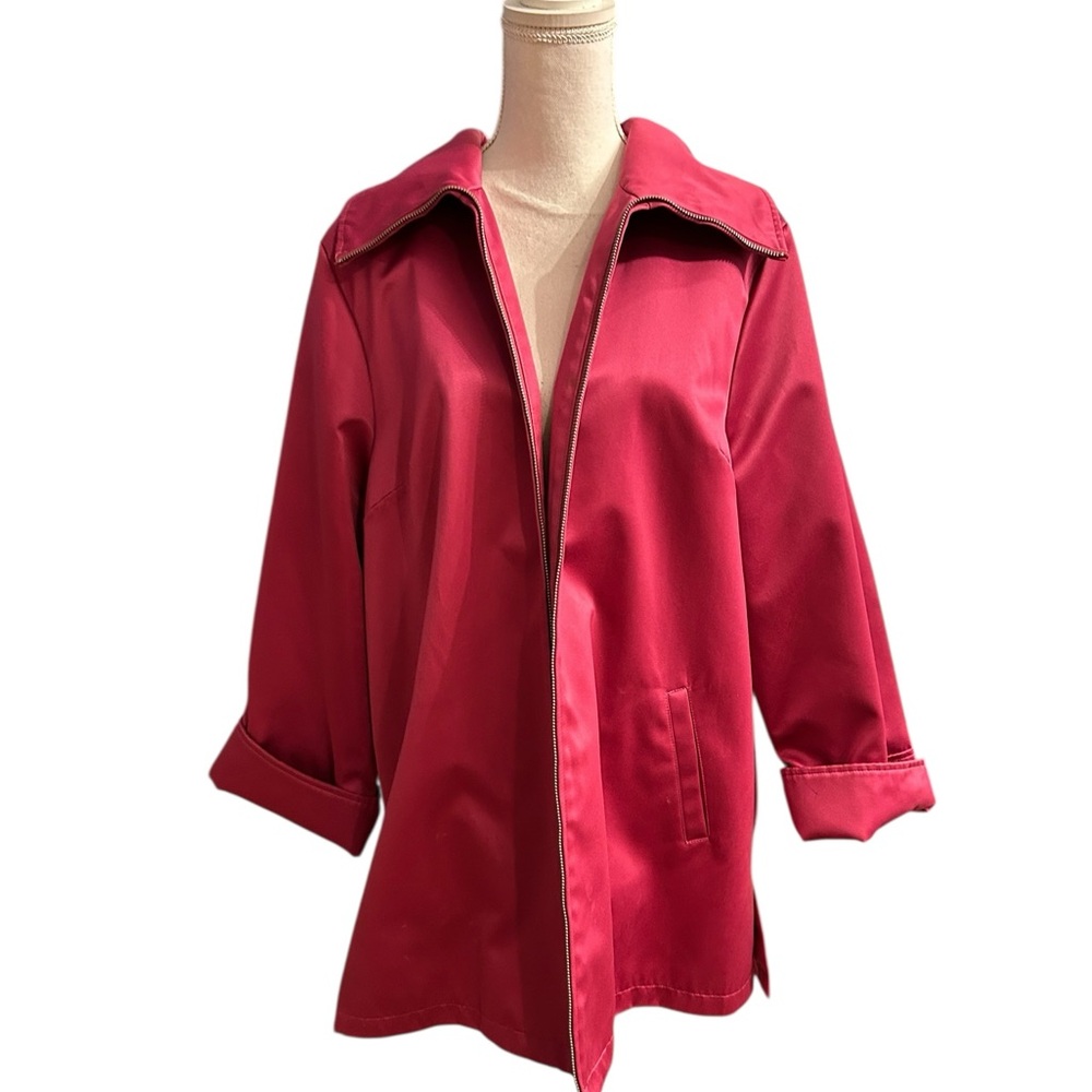 Dennis Basso Women's Vibrant Hot Pink Trench Swing Coat